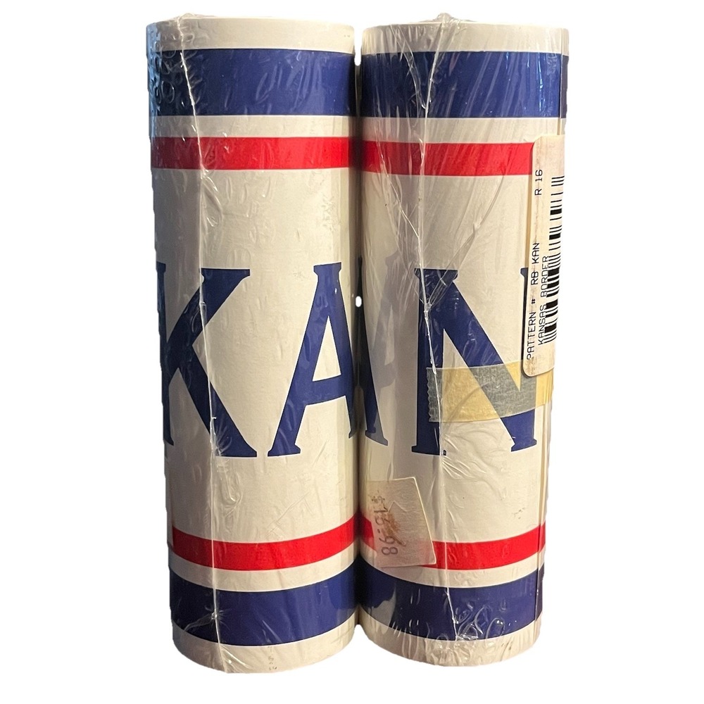 Vintage Kansas Jayhawks Wallpaper Border Red White & Blue – New Old Stock (NOS)
